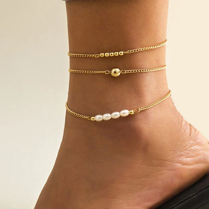 Sunlit Tides Layered Anklets & Barefoot Jewelry