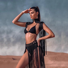 Fringe Reign Crochet Set - Retro Goddess Vibe
